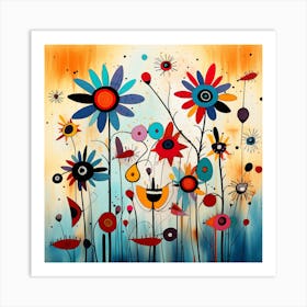 Flowers And Butterflies Art Print