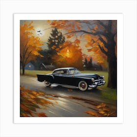 Classic Car In Autumn Art Print