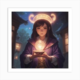 Girl Holding A Crystal Ball Art Print