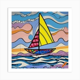 Wavey Sailing Day Art Print