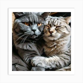 Two cats are loving each other 1 Art Print