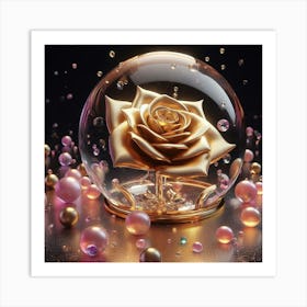 Golden Rose In A Globe Art Print