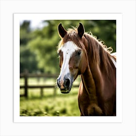 Horse White Black Brown Chestnut Pony Close Up Nose Eye Ear Eat Eating Grass Green Sp (1) Art Print