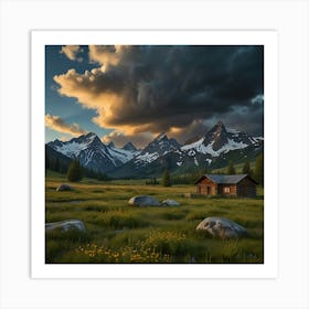 Cabin In The Mountains 1 Art Print