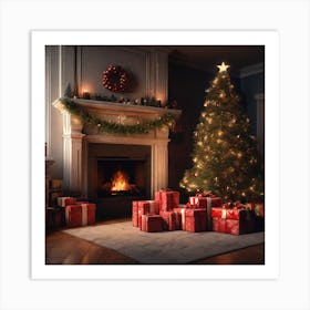 Christmas Tree In The Living Room 75 Art Print