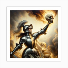 Joan of Arc and The Flaming Skull Art Print