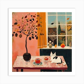 Cat At The Window Art Print