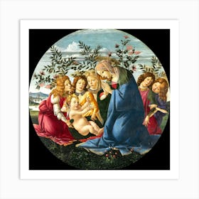 Sandro Botticelli 1445 1510 Madonna Adoring The Child With Five Angels From 1490 Art Print