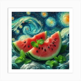 Watermelon With Starry Sky Art Print