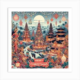 Merry Christmas In Bali Art Print