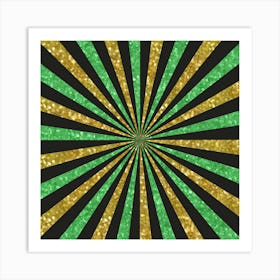 Gold Glitter Sunburst Background 04 Art Print