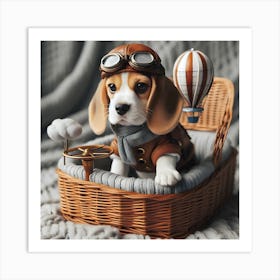 Beagle In A Basket~Reimagined 1 Art Print