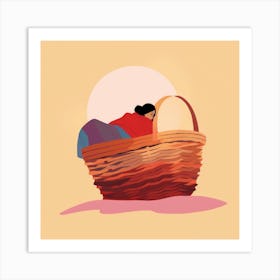 Woman Sleeping In A Basket Art Print