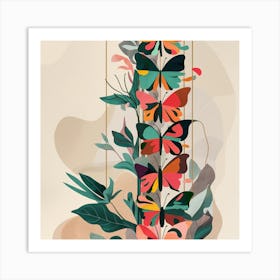 Butterflies On A Branch 9 Art Print