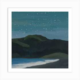 A Starry Night At The Beach Landscape Art Print