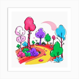 Colorful Trees 1 Art Print