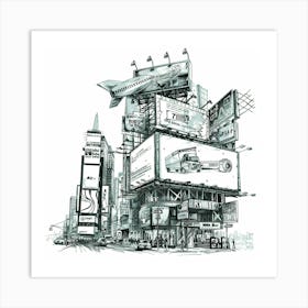 Times Square Sketch Art Print