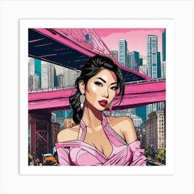 Asian Woman In Pink Dress Art Print