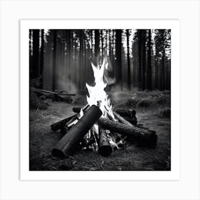 Campfire In The Woods 1 Art Print