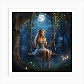 Fairy On A Swing Art Print