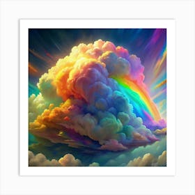 Abstract Colorful Cloud With Rainbow Art Print