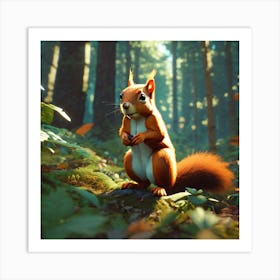 Squirrel In The Forest 421 Art Print