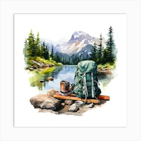 Watercolor Backpack Art Print