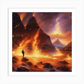 Fire In The Mountains Art Print