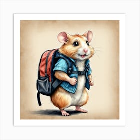 Hamster With Backpack 12 Art Print