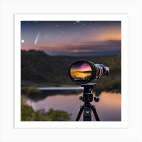 Night Sky With Telescope 2 Art Print