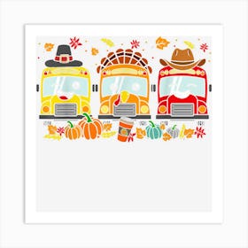 Thanksgiving School Bus Driver Autumn Turkey Fall Pumpkin Art Print