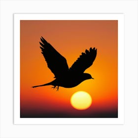 Silhouette Of A Bird In Flight Art Print