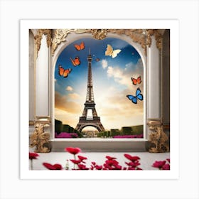 Paris With Butterflies 163 Art Print