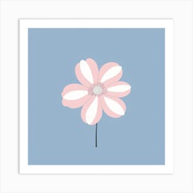 A White And Pink Flower In Minimalist Style Square Composition 64 Art Print