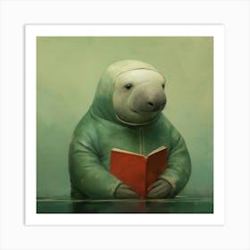 Manatee Reading A Book Art Print