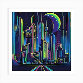 Neon Cityscape Art Print