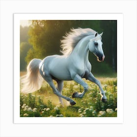 White Horse Running Art Print