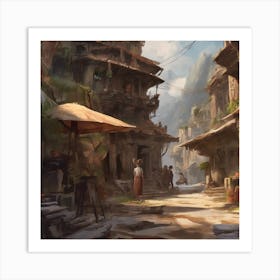 Village In The Mountains Art Print