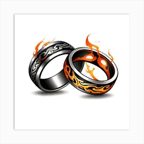 Wedding Rings With Flames Art Print