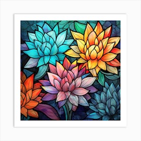 Stained Glass Flowers 2 Art Print