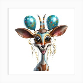 Birthday Giraffe Art Print