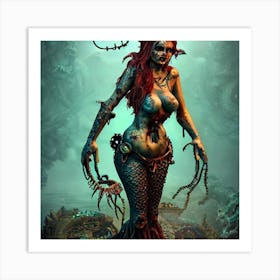 Zombie Mermaid 1 Art Print