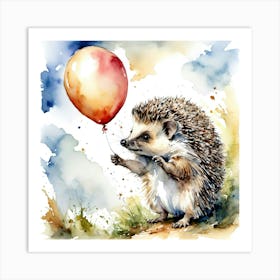 Hedgehog Reaching For A Balloon Art Print