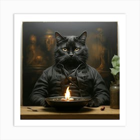 black cat wall art room Art Print