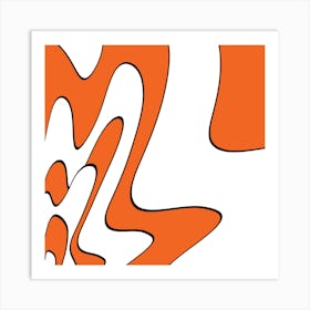 Abstract Orange And White Wavy Pattern Art Print