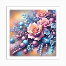 Roses And Pearls 1 Art Print