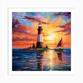 Sunset Lighthouse 2 Art Print