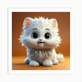 Cute White Cat 1 Art Print