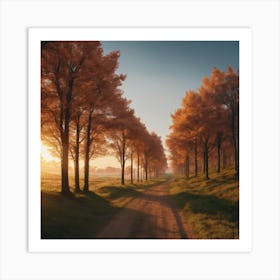 Autumn Trees On A Dirt Road Art Print