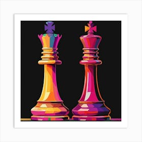 Vibrant King And Queen Chess Pie Art Print